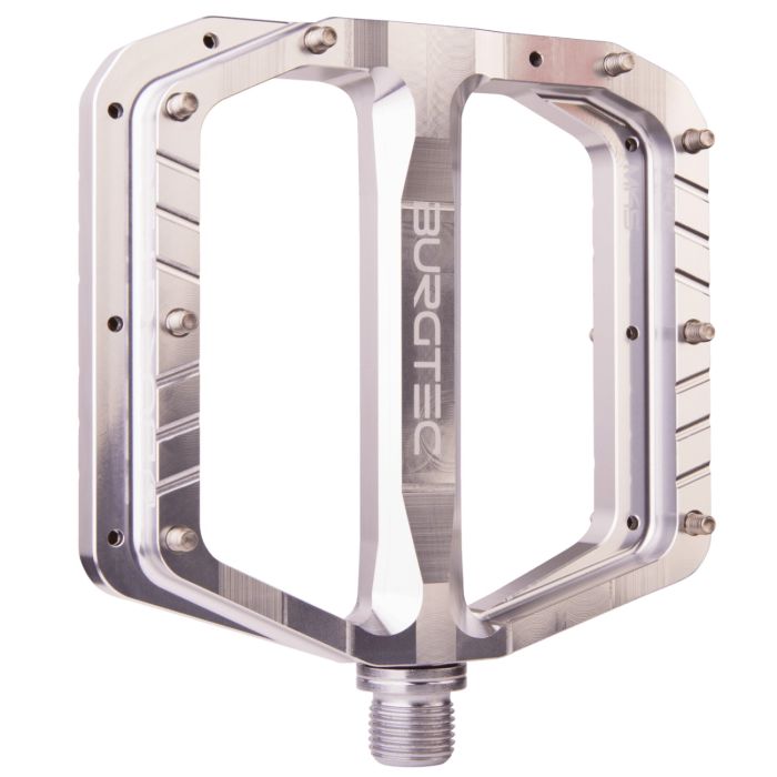 Tweeks Cycles Burgtec Penthouse MK5 Flat Pedals - Steel Axles - Rhodium Silver | Clearance section. 365 day returns, 0% finance & FREE delivery over £50