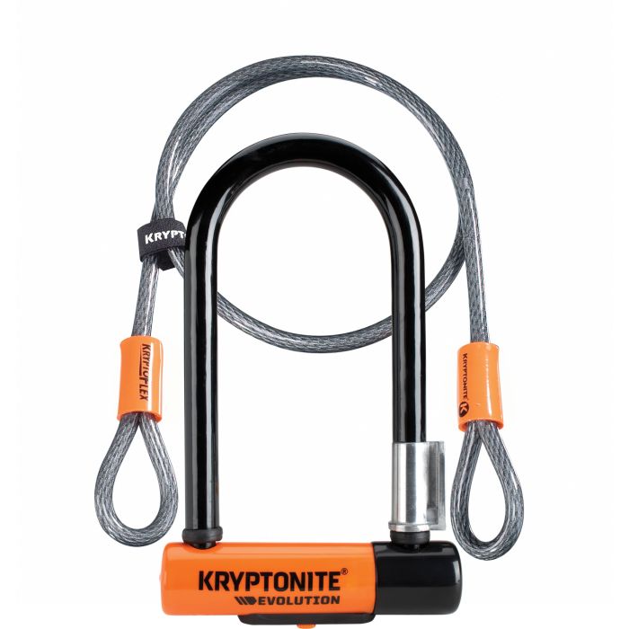 Tweeks Cycles Kryptonite Evolution Mini 7 D-Lock with 4 Foot Cable | Clearance section. 365 day returns, 0% finance & FREE delivery over £50