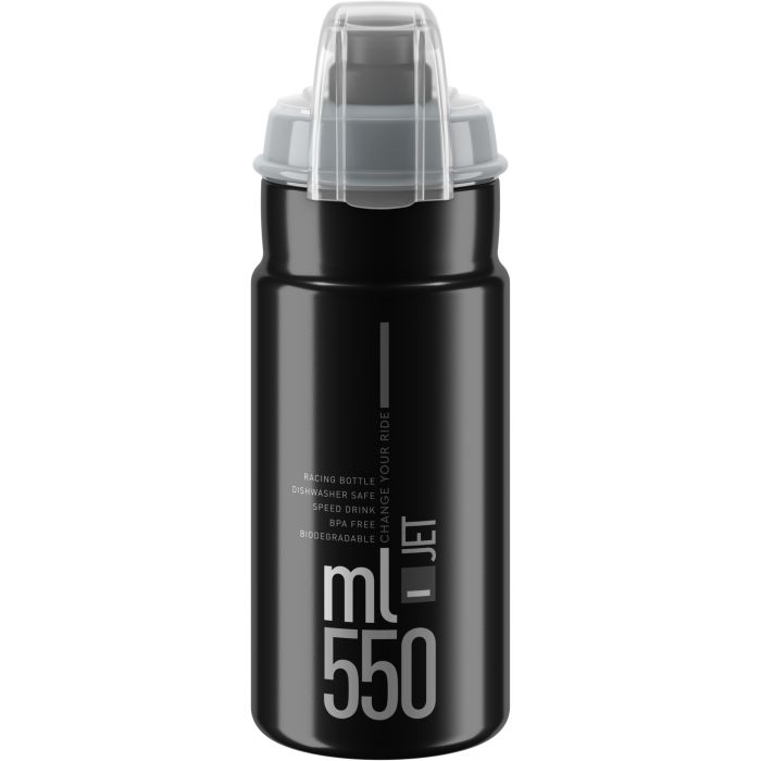 Elite Jet Biodegradable MTB Water Bottle - Black, 550ml