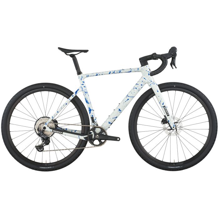 Tweeks Cycles Scott Addict Gravel 30 Bike - 2026 - White / Splatter Blue, M | Clearance section. 365 day returns, 0% finance & FREE delivery over £50