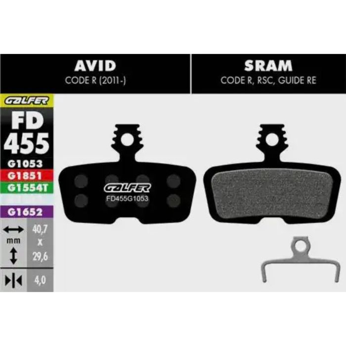Tweeks Cycles Galfer Standard Bike Disc Brake Pad - Avid - Code R / SRAM - Code R/RSC/Guide RE | Clearance section. 365 day returns, 0% finance & FREE delivery over £50