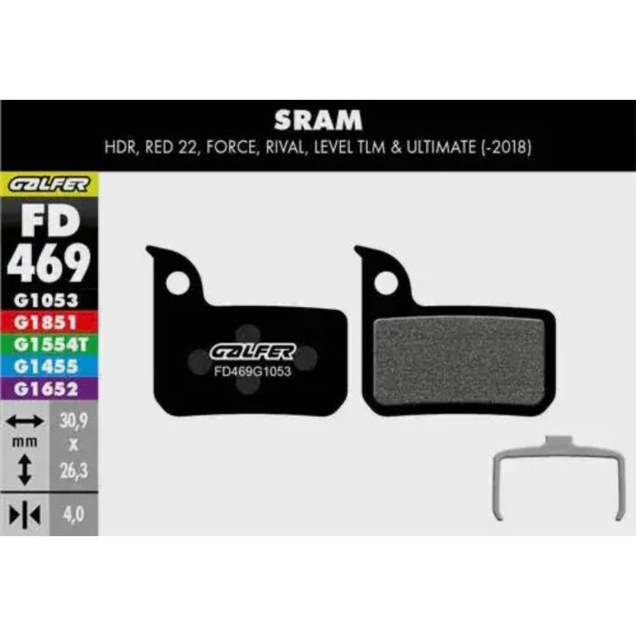 Tweeks Cycles Galfer Standard Bike Disc Brake Pad - SRAM - Red/Force/Rival/Level TLM & Ultimate | Clearance section. 365 day returns, 0% finance & FREE delivery over £50