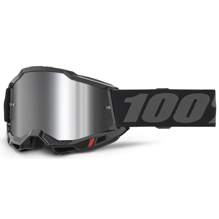 Tweeks Cycles 100% Accuri 2 Junior Goggles - Black / Mirror Silver Lens | Clearance section. 365 day returns, 0% finance & FREE delivery over £50