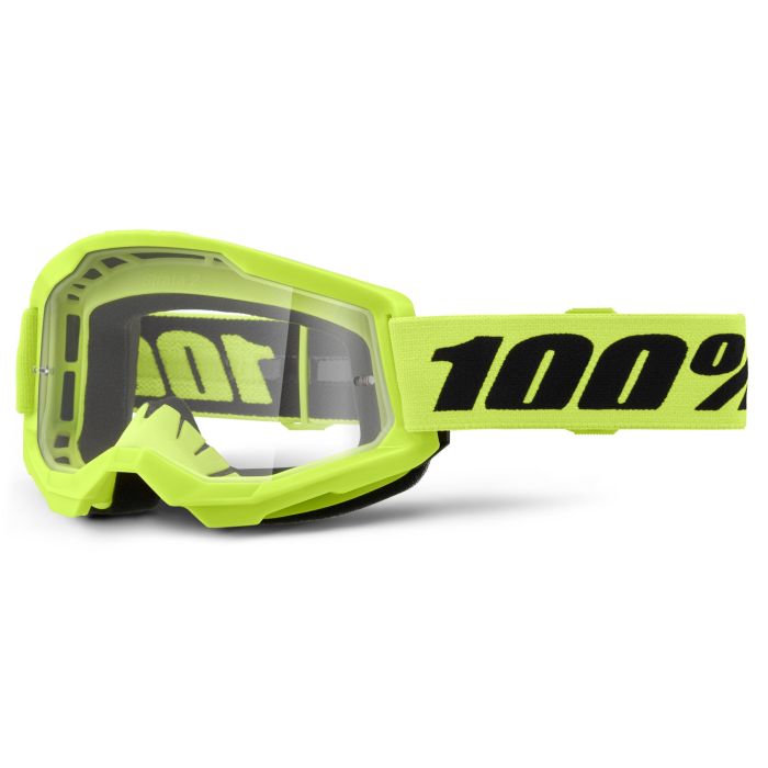 Tweeks Cycles 100% Strata 2 Goggles - Neon Yellow / Clear Lens | Clearance section. 365 day returns, 0% finance & FREE delivery over £50