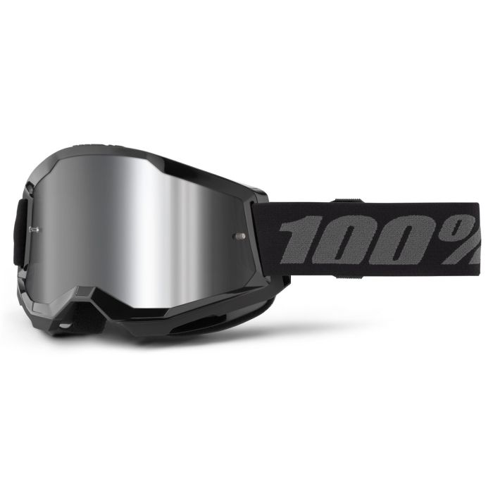 Tweeks Cycles 100% Strata 2 Goggles - Black / Mirror Silver Lens | Clearance section. 365 day returns, 0% finance & FREE delivery over £50