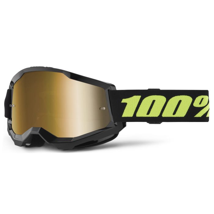 Tweeks Cycles 100% Strata 2 Goggles - Solar Eclipse / Mirror True Gold Lens | Clearance section. 365 day returns, 0% finance & FREE delivery over £50