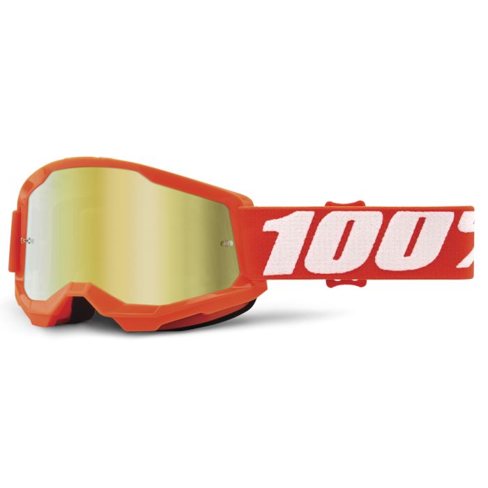 Tweeks Cycles 100% Strata 2 Junior Goggles - Orange/ Mirror Gold Lens | Clearance section. 365 day returns, 0% finance & FREE delivery over £50
