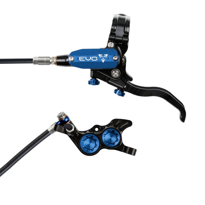Tweeks Cycles Hope Tech 4 EVO GR4 Hydraulic Disc Brake - Black / BlueRear Left HandStandard | Clearance section. 365 day returns, 0% finance & FREE delivery over £50
