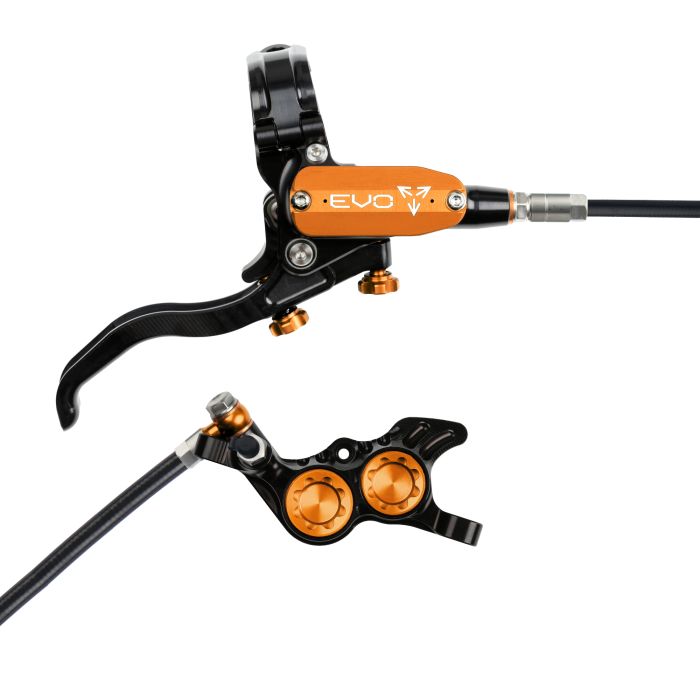 Tweeks Cycles Hope Tech 4 EVO GR4 Hydraulic Disc Brake - Black / OrangeFront Right HandStandard | Clearance section. 365 day returns, 0% finance & FREE delivery over £50