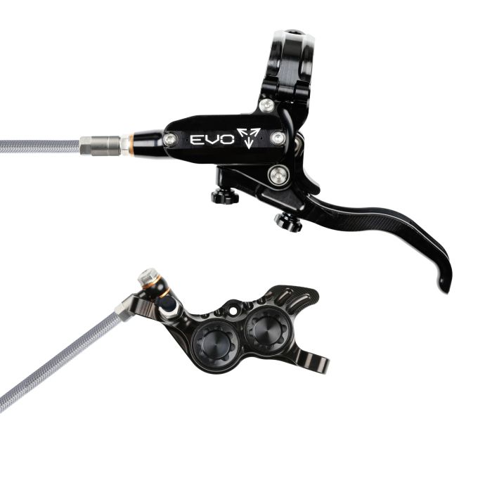 Tweeks Cycles Hope Tech 4 EVO GR4 Hydraulic Disc Brake - Black / BlackRear Left HandBraided | Clearance section. 365 day returns, 0% finance & FREE delivery over £50