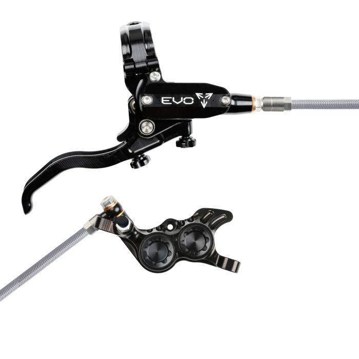 Tweeks Cycles Hope Tech 4 EVO GR4 Hydraulic Disc Brake - Black / BlackFront Right HandBraided | Clearance section. 365 day returns, 0% finance & FREE delivery over £50