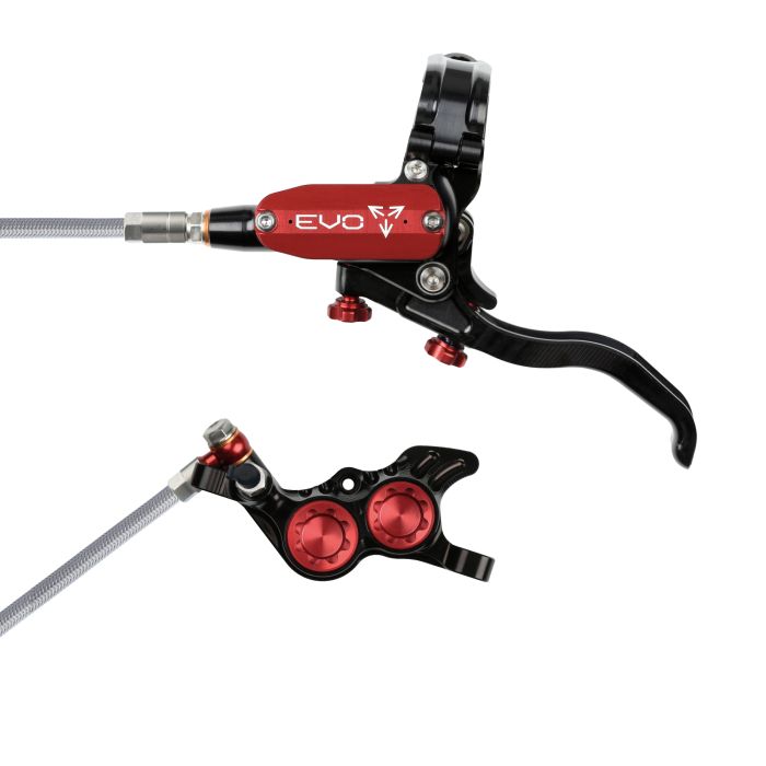 Tweeks Cycles Hope Tech 4 EVO GR4 Hydraulic Disc Brake - Black / RedRear Left HandBraided | Clearance section. 365 day returns, 0% finance & FREE delivery over £50