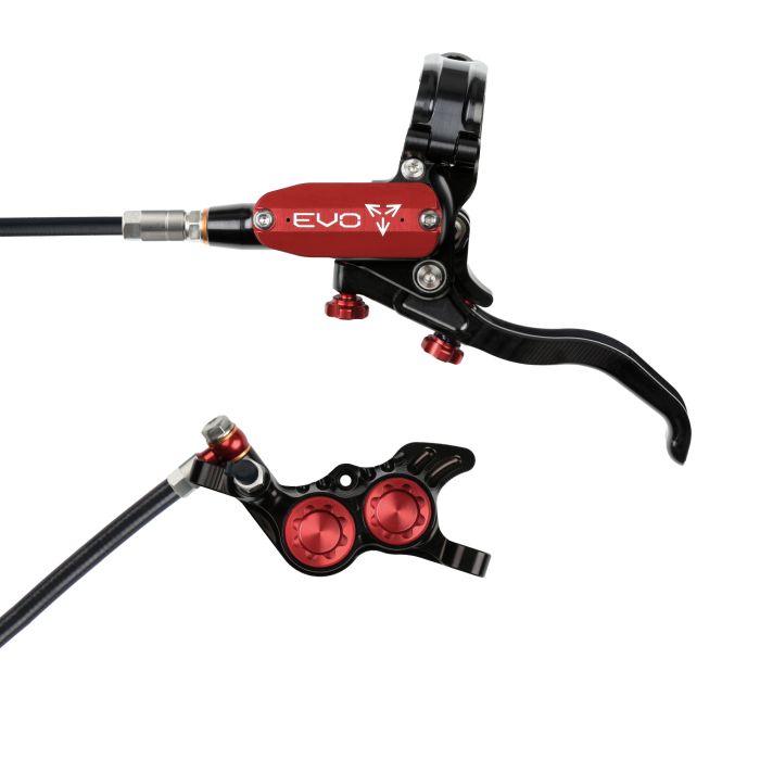 Tweeks Cycles Hope Tech 4 EVO GR4 Hydraulic Disc Brake - Black / RedRear Left HandStandard | Clearance section. 365 day returns, 0% finance & FREE delivery over £50