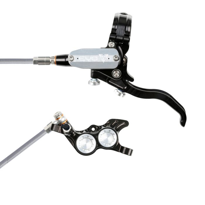 Tweeks Cycles Hope Tech 4 EVO GR4 Hydraulic Disc Brake - Black / SilverRear Left HandBraided | Clearance section. 365 day returns, 0% finance & FREE delivery over £50
