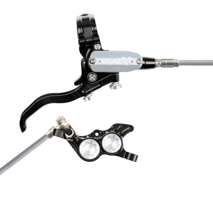 Tweeks Cycles Hope Tech 4 EVO GR4 Hydraulic Disc Brake - Black / SilverFront Right HandBraided | Clearance section. 365 day returns, 0% finance & FREE delivery over £50