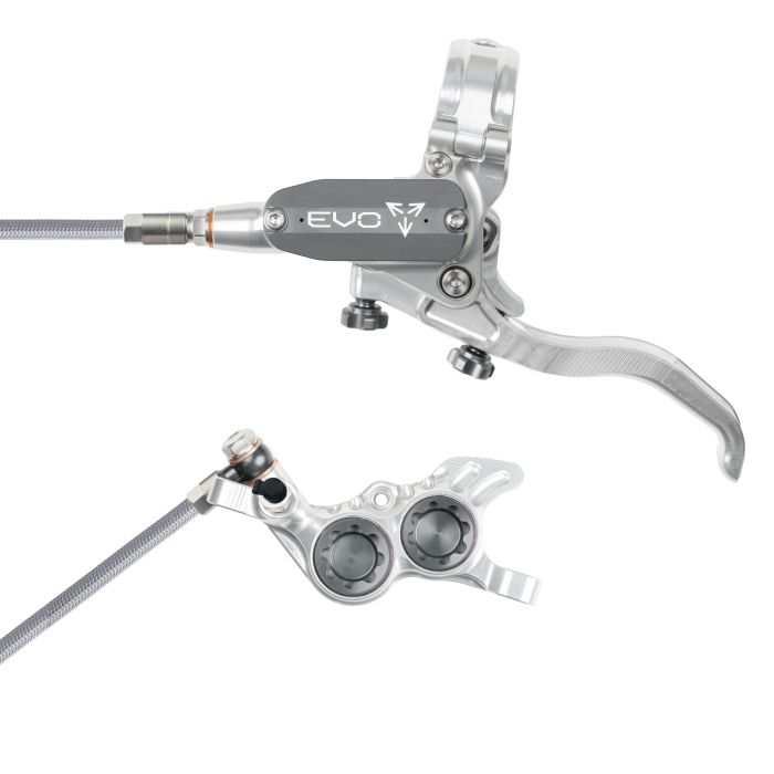 Tweeks Cycles Hope Tech 4 EVO GR4 Hydraulic Disc Brake - Silver / SmokeRear Left HandBraided | Clearance section. 365 day returns, 0% finance & FREE delivery over £50
