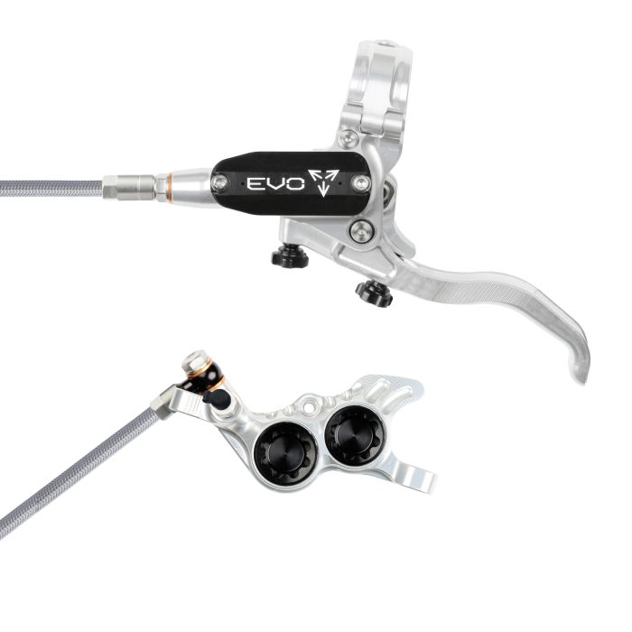 Tweeks Cycles Hope Tech 4 EVO GR4 Hydraulic Disc Brake - Silver / BlackRear Left HandBraided | Clearance section. 365 day returns, 0% finance & FREE delivery over £50