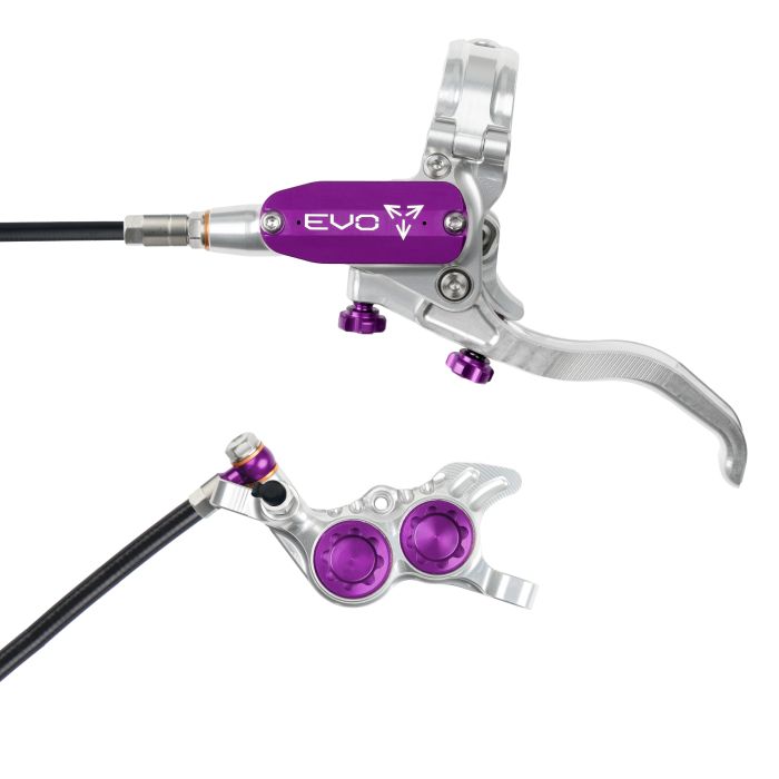 Tweeks Cycles Hope Tech 4 EVO GR4 Hydraulic Disc Brake - Silver / PurpleRear Left HandStandard | Clearance section. 365 day returns, 0% finance & FREE delivery over £50