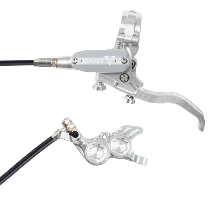 Tweeks Cycles Hope Tech 4 EVO GR4 Hydraulic Disc Brake - Silver / SilverRear Left HandStandard | Clearance section. 365 day returns, 0% finance & FREE delivery over £50