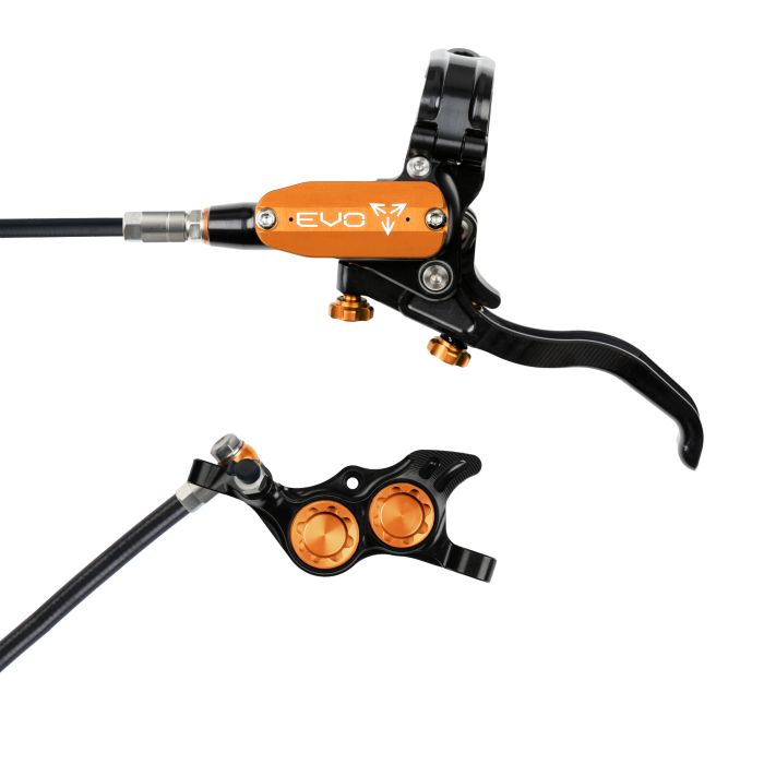 Tweeks Cycles Hope Tech 4 EVO TR4 Hydraulic Disc Brake - Black / OrangeRear Left HandStandard | Clearance section. 365 day returns, 0% finance & FREE delivery over £50