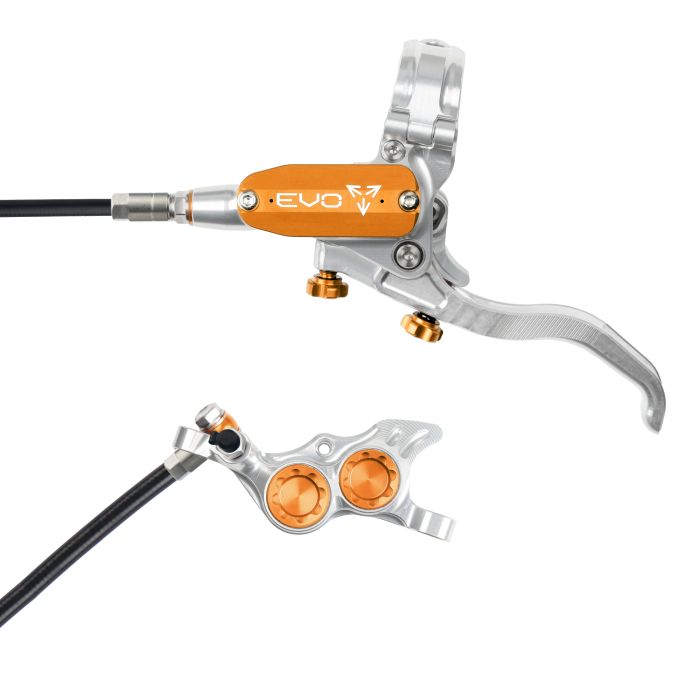 Tweeks Cycles Hope Tech 4 EVO TR4 Hydraulic Disc Brake - Silver / OrangeRear Left HandStandard | Clearance section. 365 day returns, 0% finance & FREE delivery over £50