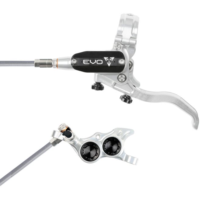 Tweeks Cycles Hope Tech 4 EVO TR4 Hydraulic Disc Brake - Silver / BlackRear Left HandBraided | Clearance section. 365 day returns, 0% finance & FREE delivery over £50