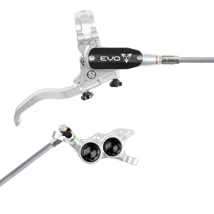 Tweeks Cycles Hope Tech 4 EVO TR4 Hydraulic Disc Brake - Silver / BlackFront Right HandBraided | Clearance section. 365 day returns, 0% finance & FREE delivery over £50