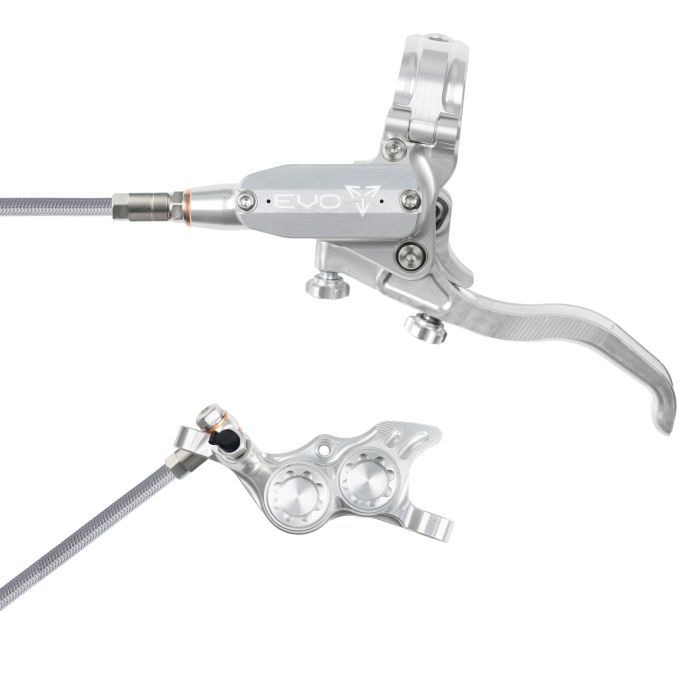 Tweeks Cycles Hope Tech 4 EVO TR4 Hydraulic Disc Brake - Silver / SilverRear Left HandBraided | Clearance section. 365 day returns, 0% finance & FREE delivery over £50