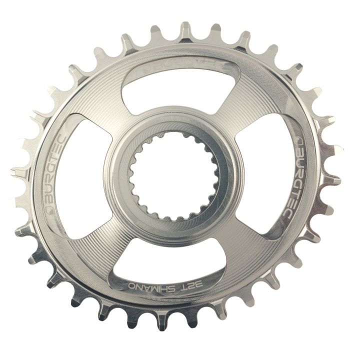Image of Burgtec Thick Thin Oval Direct Mount Shimano Chainring - Rhodium Silver