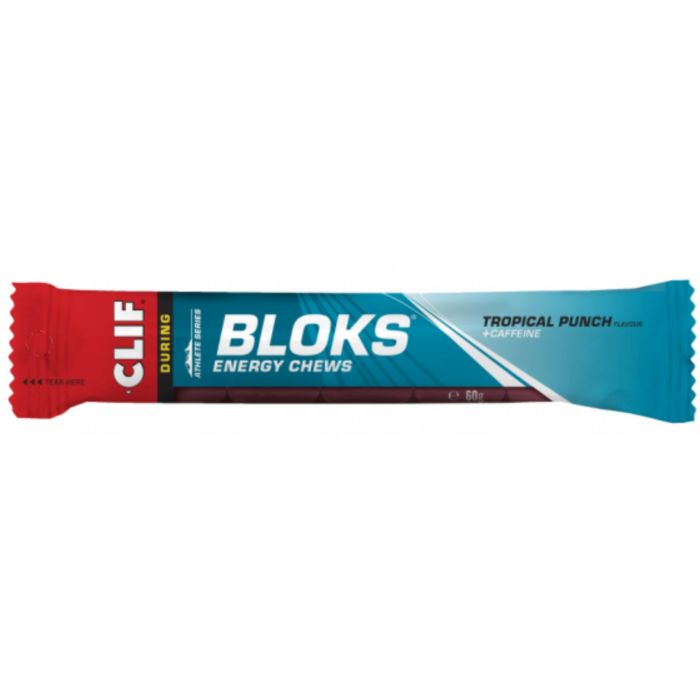 Image of Clif Shot Bloks Natural Energy Chews - Pack of 18 - Tropical Punch With Caffeine