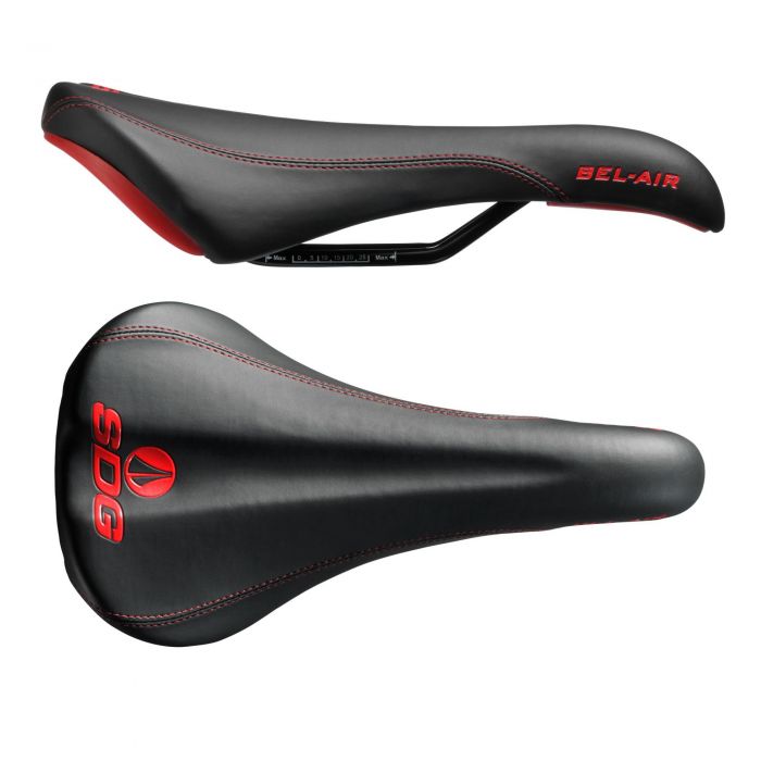 Image of SDG Bel-Air Steel Saddle - Black / Red