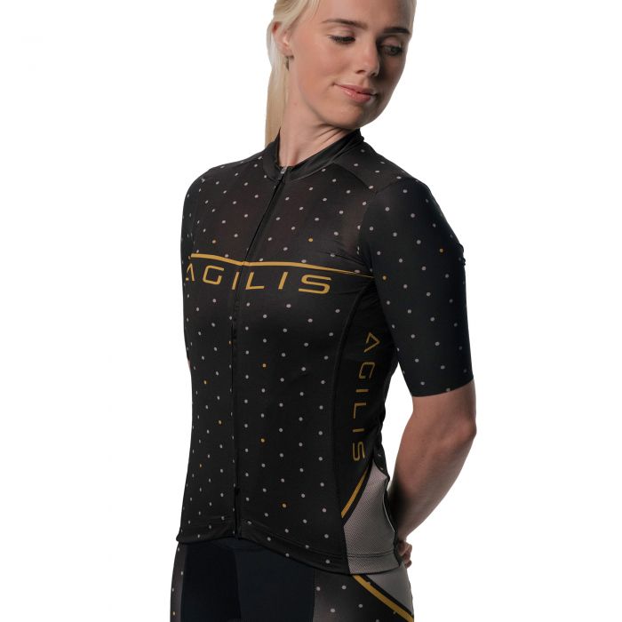 Image of Agilis Female Short Sleeve Jersey - L, Black / Gold