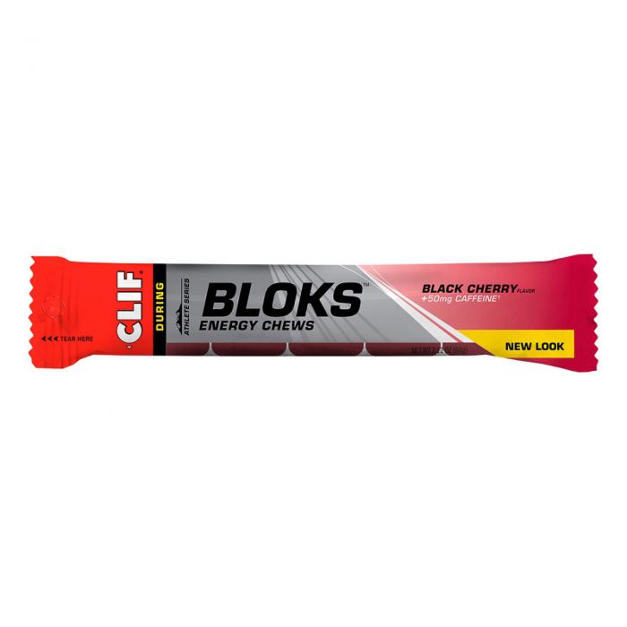 Image of Clif Shot Bloks Natural Energy Chews - Pack of 18 - Black Cherry with Caffeine - Pack of 18