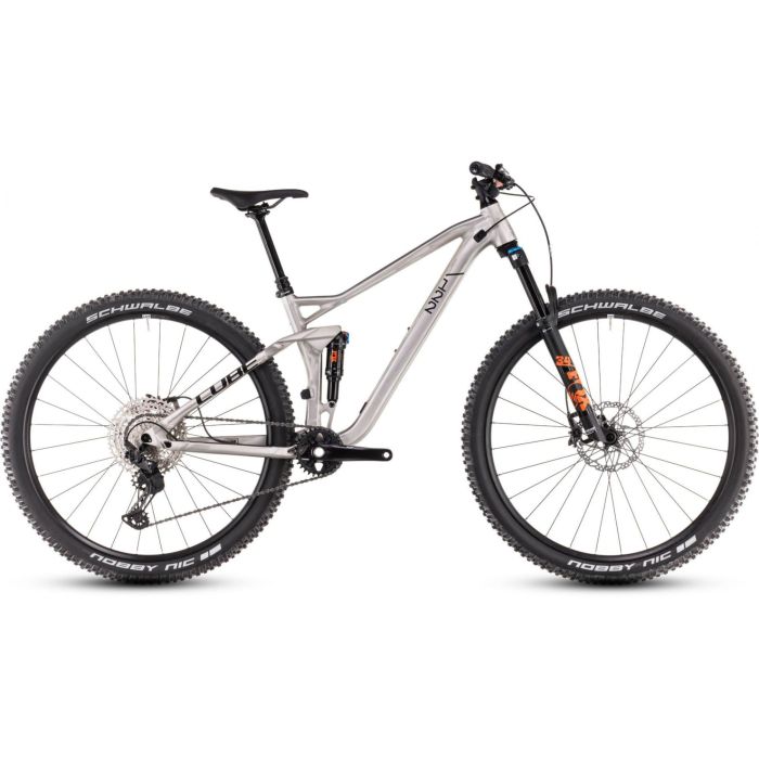 Image of Cube Stereo One22 Race Full Suspension Mountain Bike - 2025 - Raw Metal / Black, Large