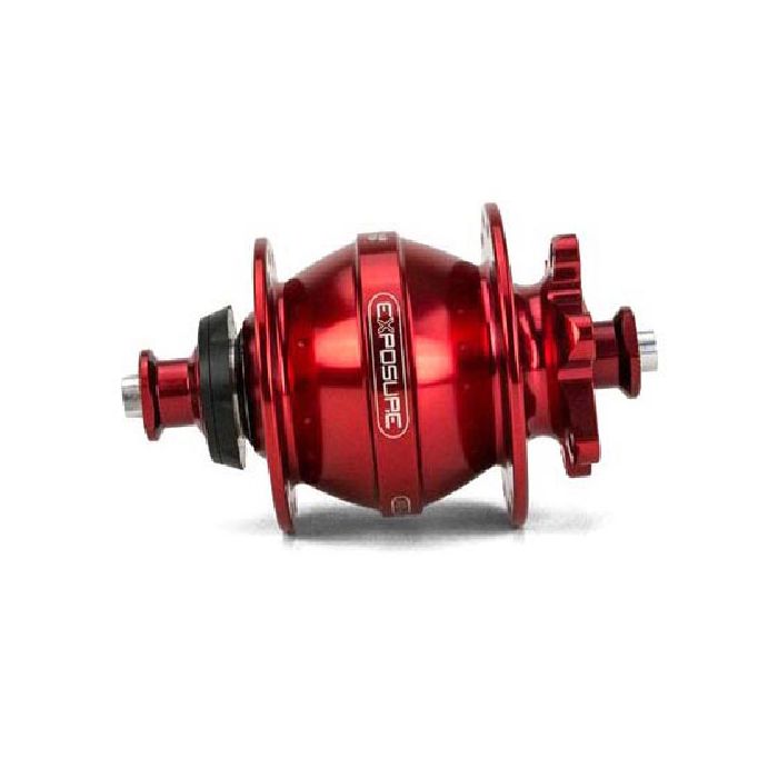 Image of Exposure Lights Revo Dynamo Disc Brake Hub - Red, QR, 28H