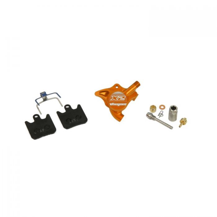 Hope Technology Complete Individual Caliper - Orange, X2 - Flat Mount