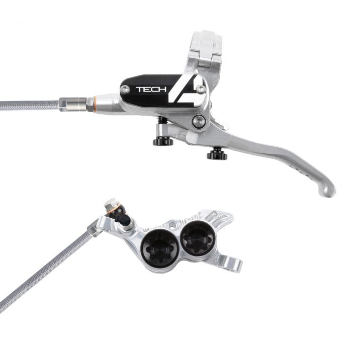 Hope Technology Tech 4 V4 Hydraulic Disc Brake - Silver / BlackFront Right HandBraided