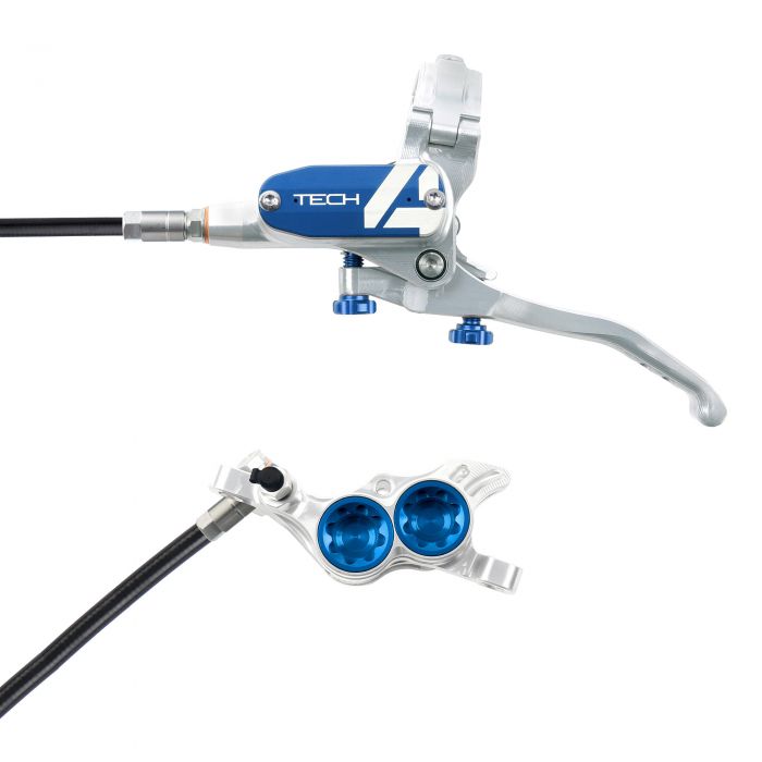 Hope Technology Tech 4 E4 Hydraulic Disc Brake - Silver / BlueRear Left HandStandard Black