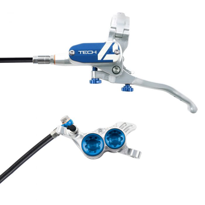 Hope Technology Tech 4 V4 Hydraulic Disc Brake - Silver / BlueRear Left HandStandard Black