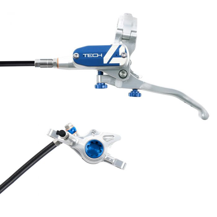 Hope Technology Tech 4 X2 Hydraulic Disc Brake - Silver / BlueFront Right HandStandard Black