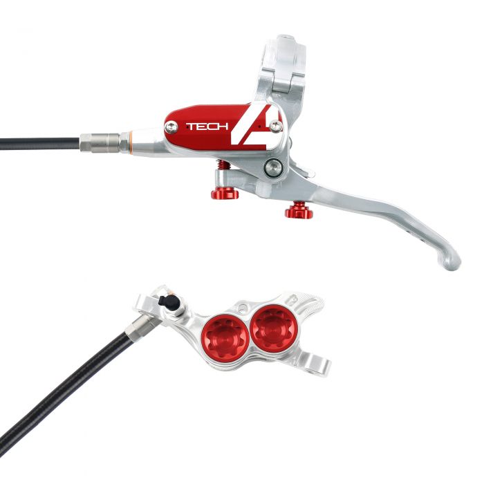 Hope Technology Tech 4 E4 Hydraulic Disc Brake - Silver / RedRear Left HandStandard Black