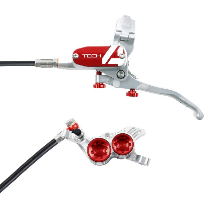 Hope Technology Tech 4 V4 Hydraulic Disc Brake - Silver / RedFront Right HandStandard Black