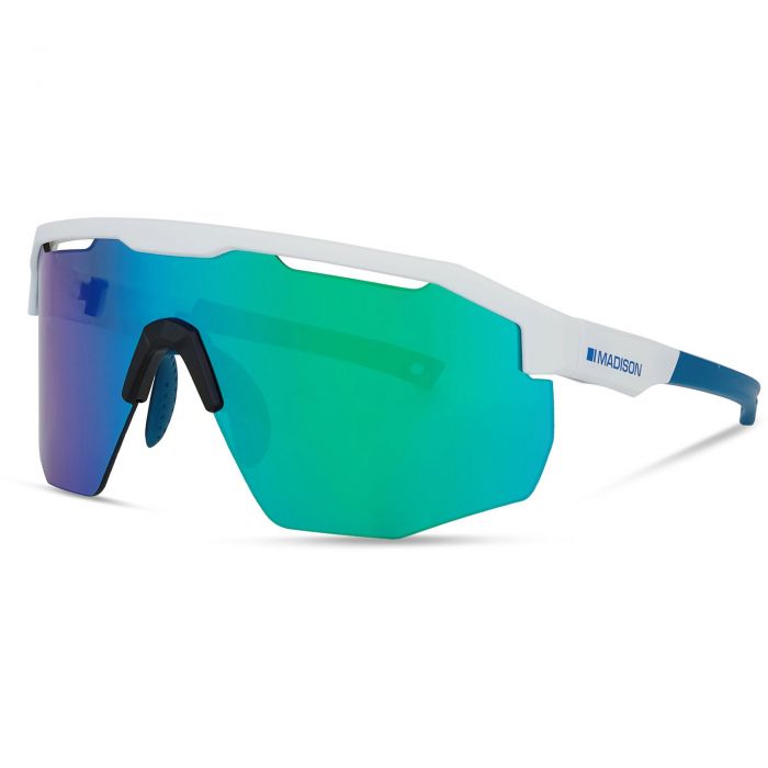 Image of Madison Cipher Sunglasses - White Frame / Green Mirror Lens