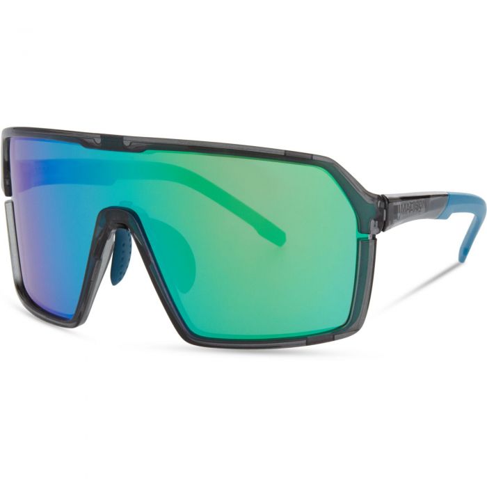 Image of Madison Crypto Sunglasses - Crystal Gloss Smoke Frame / Green Mirror Lens