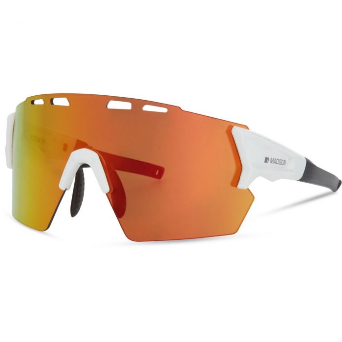 Image of Madison Stealth Sunglasses 3 Lens Pack - Gloss White Frame / Fire Mirror Amber Clear Lens