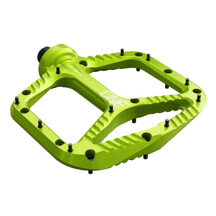 Tweeks Cycles OneUp Components Aluminium Pedals - Green | Clearance section. 365 day returns, 0% finance & FREE delivery over £50