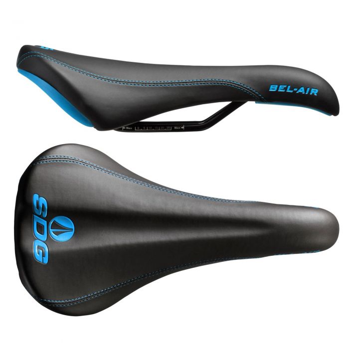 Image of SDG Bel-Air Steel Saddle - Black / Cyan