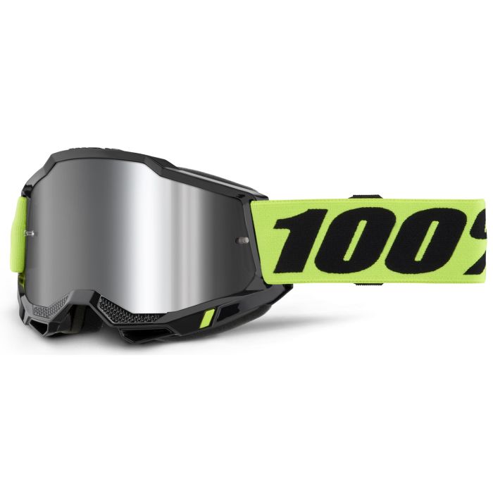 Tweeks Cycles 100% Accuri 2 Junior Goggles - Neon Yellow / Mirror Silver Lens | Clearance section. 365 day returns, 0% finance & FREE delivery over £50