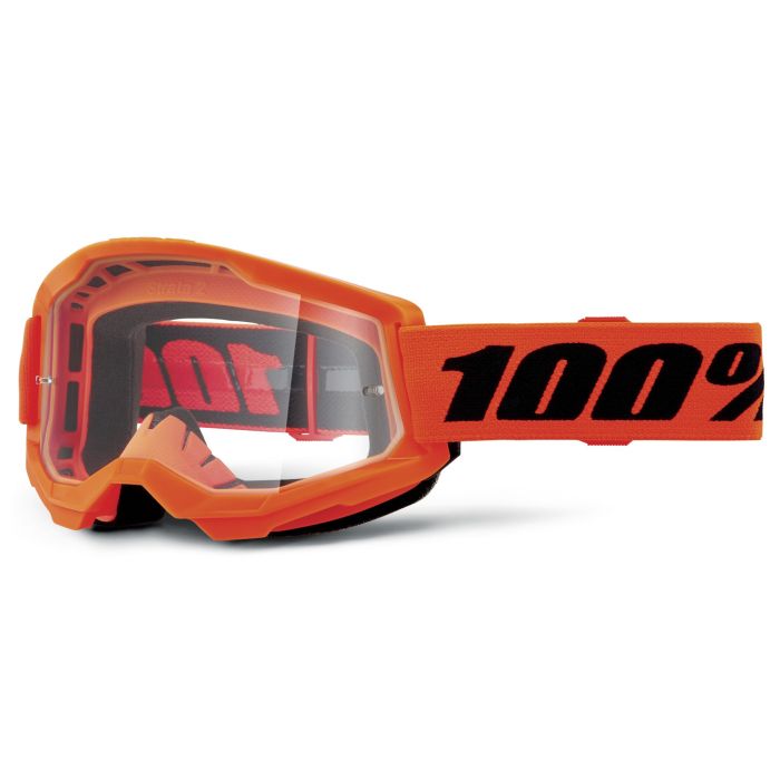 Tweeks Cycles 100% Strata 2 Goggles - Neon Orange / Clear Lens | Clearance section. 365 day returns, 0% finance & FREE delivery over £50