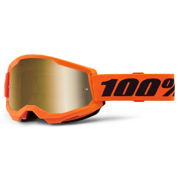 Tweeks Cycles 100% Strata 2 Goggles - Neon Orange / Mirror True Gold Lens | Clearance section. 365 day returns, 0% finance & FREE delivery over £50